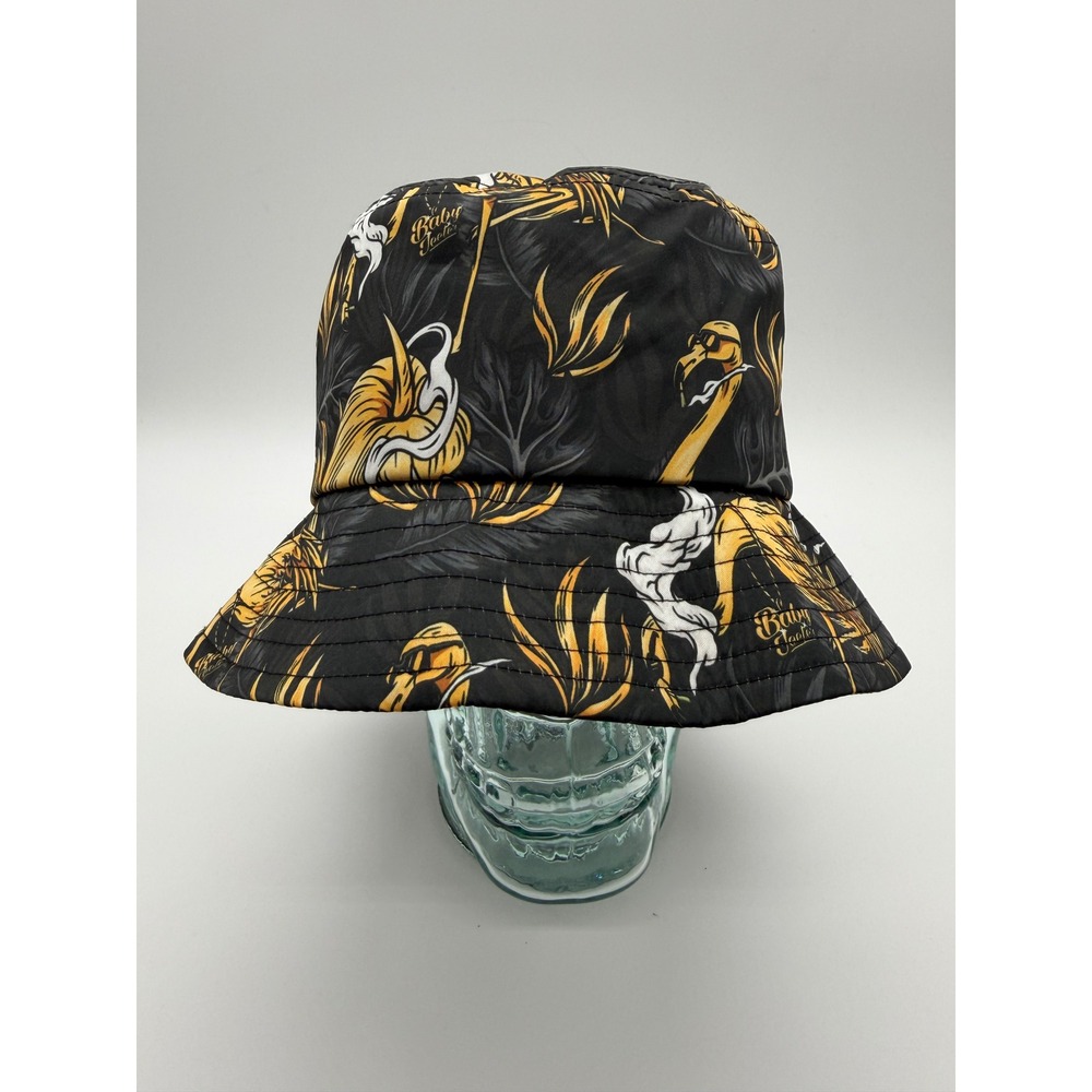 Jeeter Baby Jeeter Bucket Hat Black Gold Flamingo Tropical Print Mens Size S/M